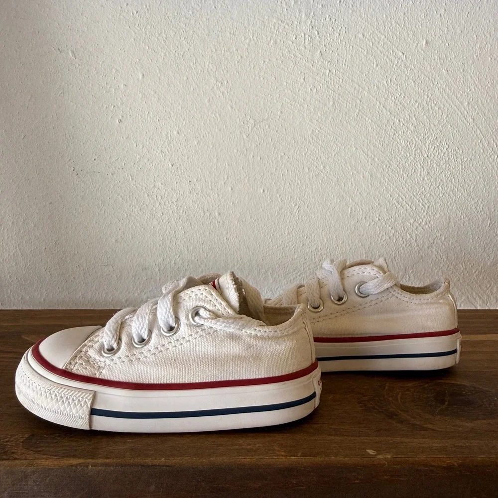 Lot of 2 Converse Chuck Taylor All Star Toddler Sneakers White Size 4 High Low